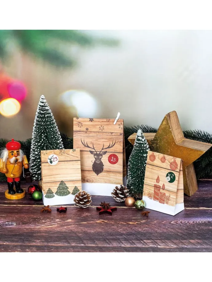 Adventskalender zum Befüllen - 24 Adventstütchen - Hygge-Style - in Bunt