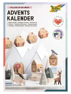 Adventskalender-Bastelset "Village in the snow" in Hellbraun