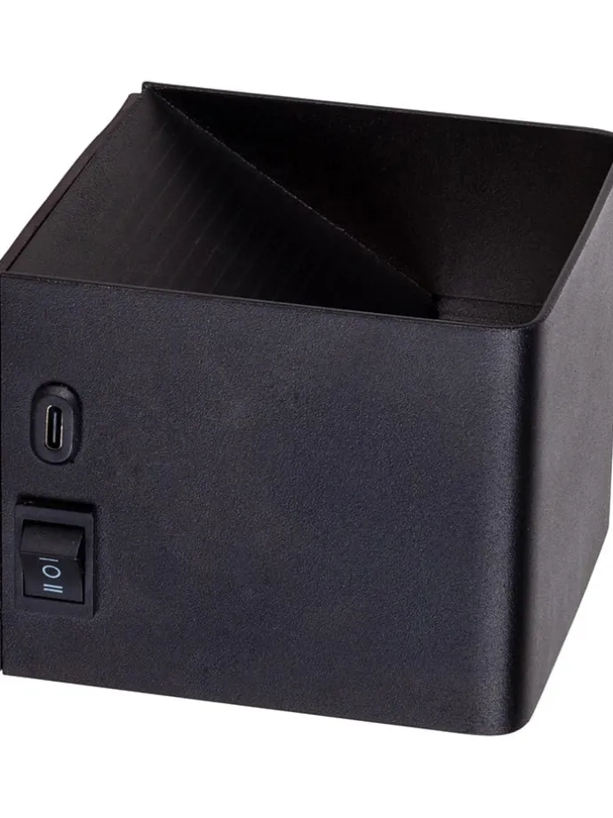 Akku-LED-Wandleuchte "Cube" in Schwarz - (B)10 x (H)8 x (T)10 cm
