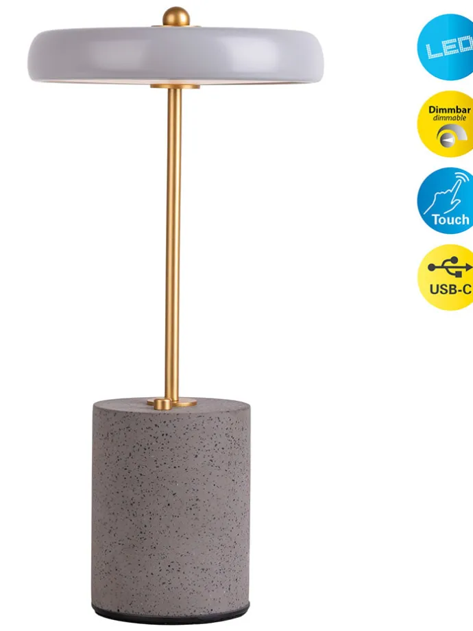 Akku-Tischleuchte "Seta" in Grau - EEK G (A bis G)