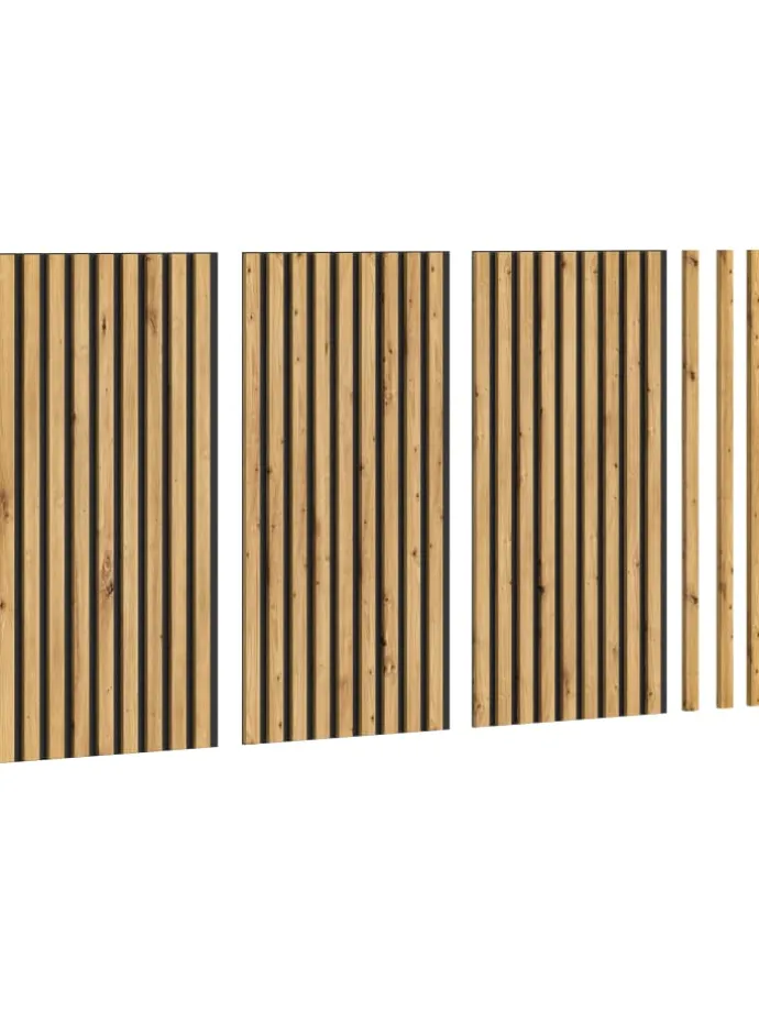 Akustikpaneel 3er Set (B/H/T: 40x80x2 cm) in anthrazit und Eiche Nachbildung