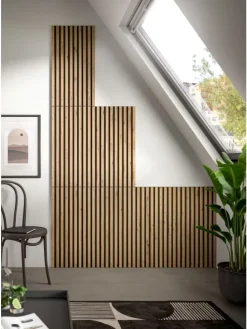 Akustikpaneel 3er Set (B/H/T: 40x80x2 cm) in anthrazit und Eiche Nachbildung