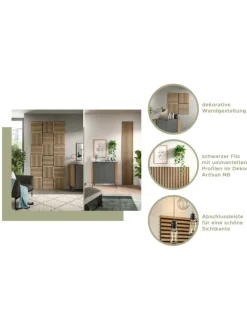 Akustikpaneel 3er Set (B/H/T: 40x80x2 cm) in anthrazit und Eiche Nachbildung