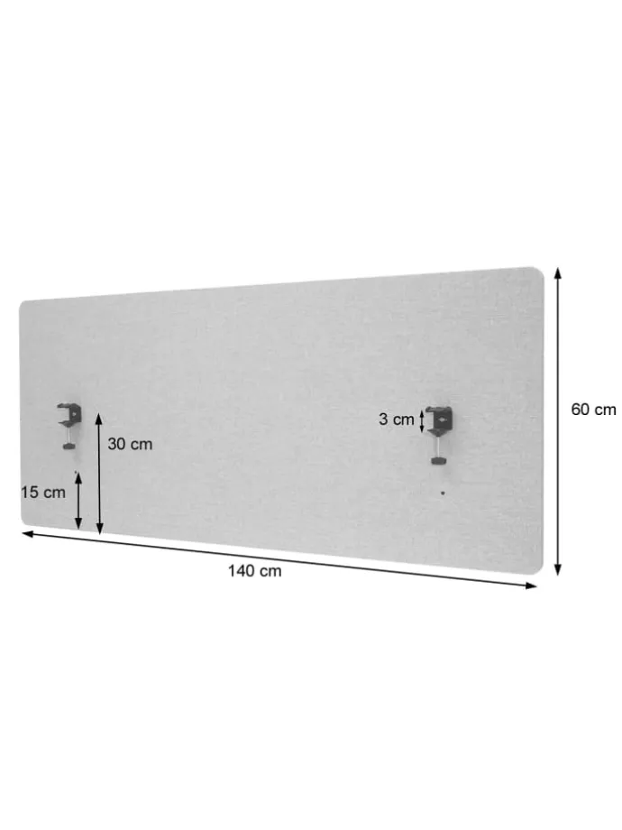 Akustik-Tischtrennwand G75, 60x140cm grau
