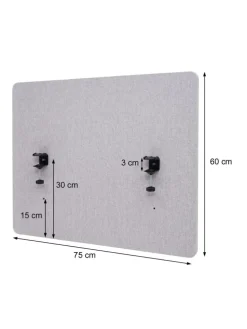 Akustik-Tischtrennwand G75, 60x75cm braun-grau