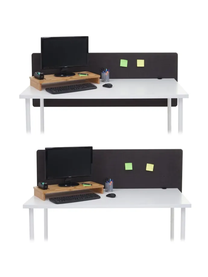 Akustik-Tischtrennwand G75, 60x160cm braun-grau