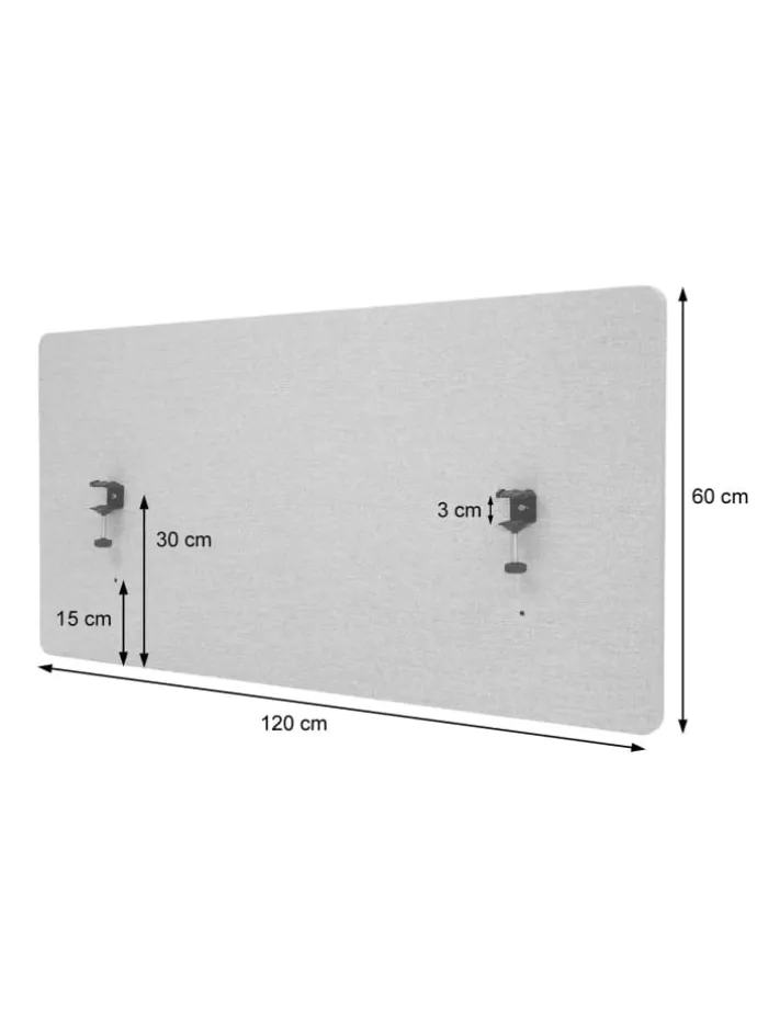 Akustik-Tischtrennwand G75, 60x120cm grau