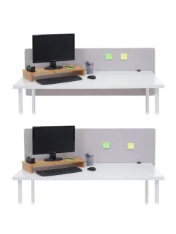 Akustik-Tischtrennwand G75, 60x160cm grau