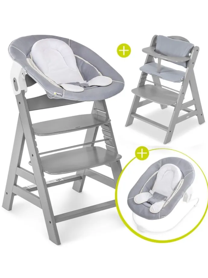 Alpha Plus Grey Newborn Set - 4-tlg. Hochstuhl in grau