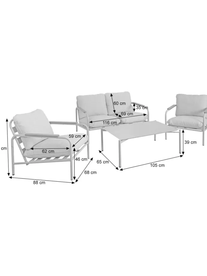 Aluminium-Gartengarnitur O11, Hellgrün Polster beige