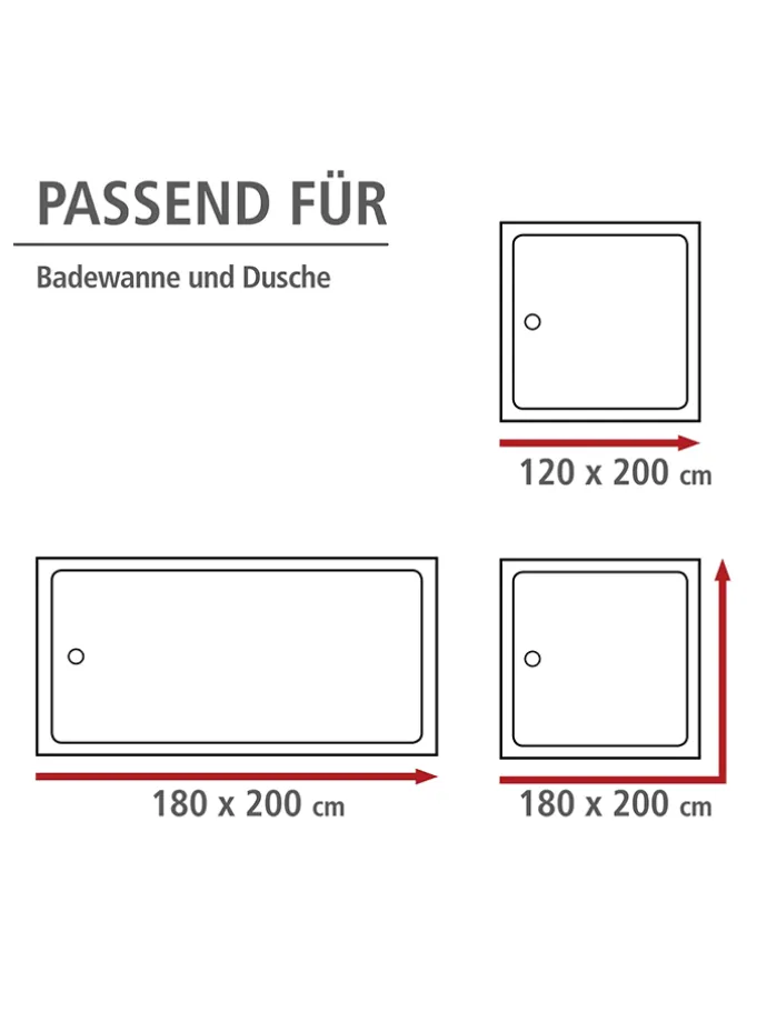 Anti-Schimmel-Duschvorhang "Mr. Deer" in Weiß/ Schwarz - (L)200 x (B)180 cm