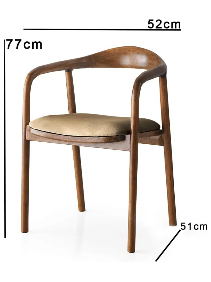 Armlehnenstuhl "Pa" in Braun/ Hellbraun - (B)52 x (H)77 x (T)51 cm