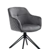 Armlehnstuhl modern 360° drehbar Samtbezug und Metallgestell in Grau