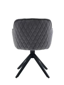 Armlehnstuhl modern 360° drehbar Samtbezug und Metallgestell in Grau