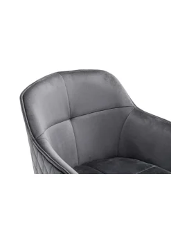 Armlehnstuhl modern 360° drehbar Samtbezug und Metallgestell in Grau