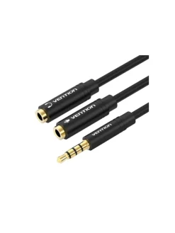 Audio-Kabel - Audio 3,5mm Stecker auf 2x 3,5mm Buchse 0,3m (schwarz)