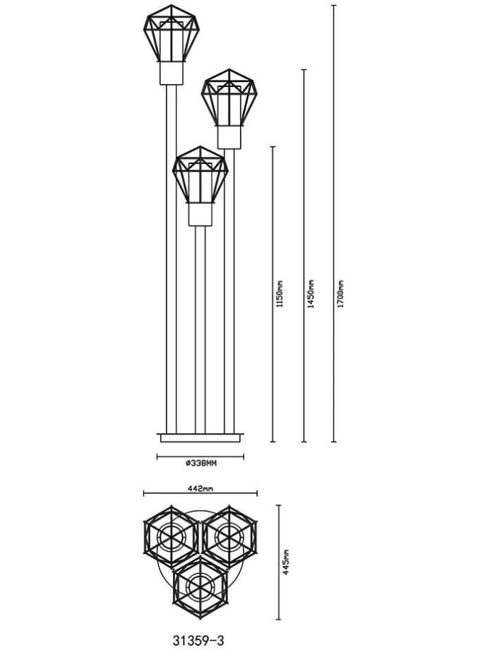 Außenleuchte "Horace" in Schwarz - (H)170 x Ø 44,5 cm