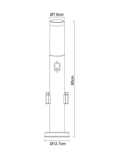 Außenleuchte in Silber - (H)60 x Ø 13 cm