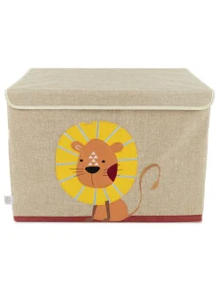 Aufbewahrungsbox mit Deckel "Löwe" in Beige - (B)51 x (H)36 x (T)36 cm