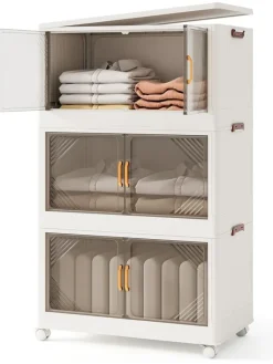 Aufbewahrungsbox mit Deckel 3 tlg. 65 cm breite in Weiß