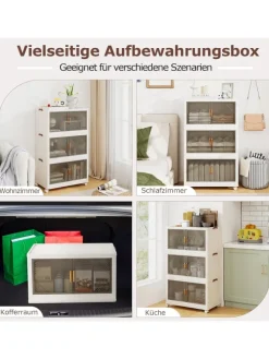 Aufbewahrungsbox mit Deckel 3 tlg. 65 cm breite in Weiß