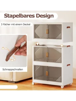 Aufbewahrungsbox mit Deckel 3 tlg. 65 cm breite in Weiß