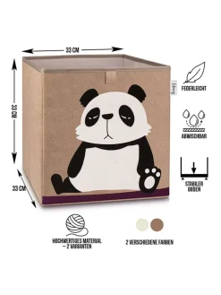 Aufbewahrungsbox "Panda" in Hellbraun/ Weiß - (B)33 x (H)33 x (T)33 cm
