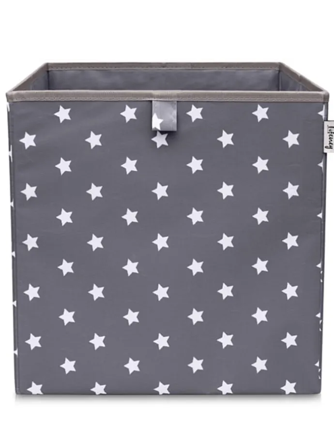 Aufbewahrungsbox "Sterne" in Anthrazit - (B)33 x (H)33 x (T)33 cm