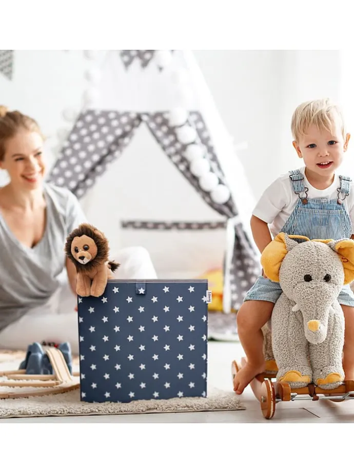 Aufbewahrungsbox "Sterne" in Anthrazit - (B)33 x (H)33 x (T)33 cm