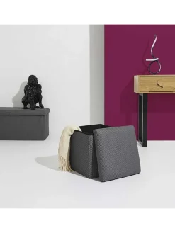 Aufbewahrungshocker "Atome" in Grau - (B)38 x (H)38 x (T)38 cm