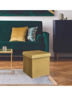 Aufbewahrungshocker "Giulia" in Senf - (B)38 x (H)38 x (T)38 cm