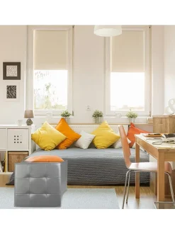 Aufbewahrungshocker in Grau - (B)38 x (H)38 x (T)38 cm