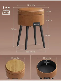 Aufbewahrungshocker in Hellbraun - (H)44,4 x Ø 32 cm