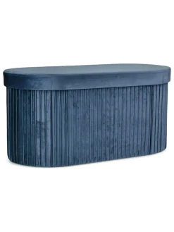 Aufbewahrungshocker ''Jocelyn'' in Dunkelblau - (B)76 x (H)38 x (T)38 cm