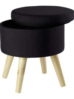 Aufbewahrungshocker "Max" in Schwarz - (H)36 x Ø 32,5 cm