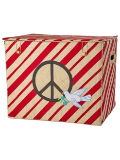 Aufbewahrungskiste in Rot/ Beige - (B)41 x (H)52 x (T)37 cm