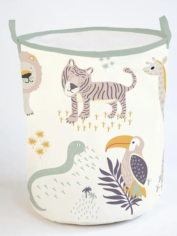 Aufbewahrungskorb "Africa" in Beige/ Bunt - (H)50 x Ø 40 cm