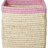 Aufbewahrungskorb in Creme/ Pink - (B)20 x (H)20 x (T)20 cm