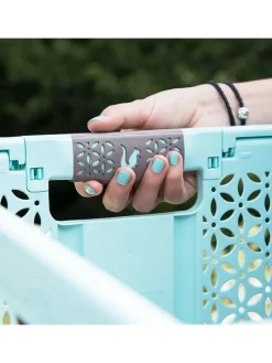 Aufbewahrungskorb in Hellbraun/ Hellblau - (B)48 x (H)34,5 x (T)23,5 cm