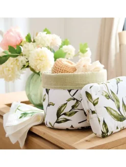 Aufbewahrungskorb in Weiß/ Grün - (H)21 x Ø 20 cm