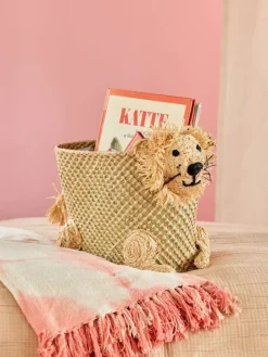 Aufbewahrungskorb "Lion" in Beige - (H)34 x Ø 20 cm