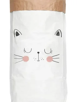 Aufbewahrungstüte "Cat" in Weiß/ Schwarz - (B)60 x (H)90 x (T)13 cm