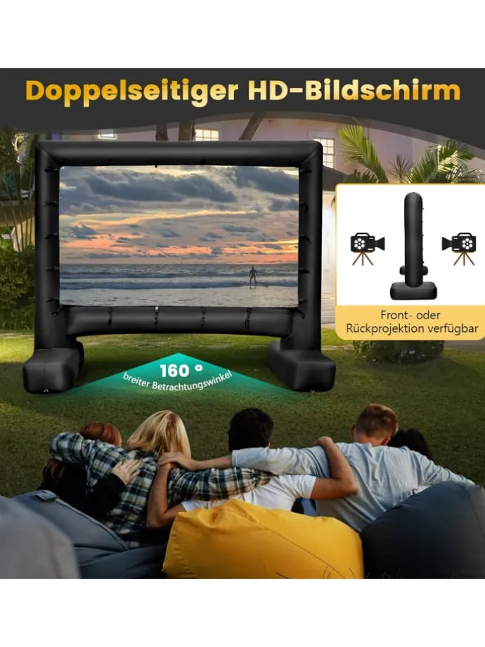 Aufblasbare Beamer Leinwand in Schwarz