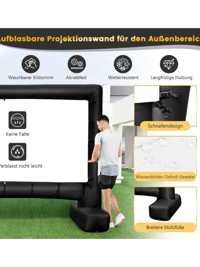 Aufblasbare Beamer Leinwand in Schwarz