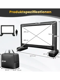 Aufblasbare Beamer Leinwand in Schwarz