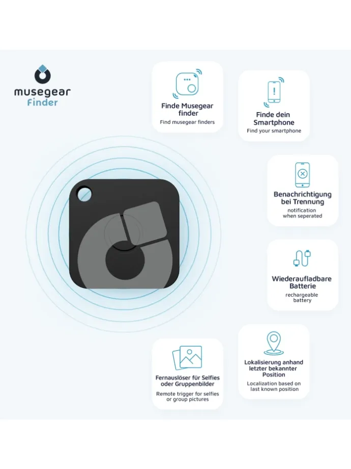 Aufladbarer Bluetooth-Schlüsselfinder "recharge" in weiß, 2er Pack