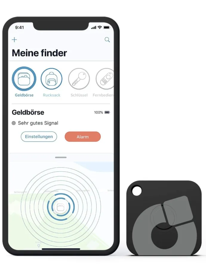 Aufladbarer Bluetooth-Schlüsselfinder "recharge" in schwarz, 3er Pack