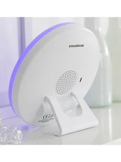 Aufladbarer Sonnenaufgangswecker mit Lautsprecher in Weiß - Ø 16 cm