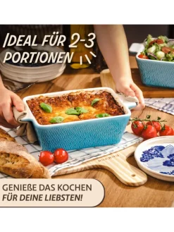 Auflaufform aus Keramik für 2 Personen - Für Lasagne, Tiramisu &