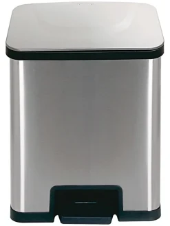 Automatik-Tretabfalleimer "Powerstep" in Silber - 38 l